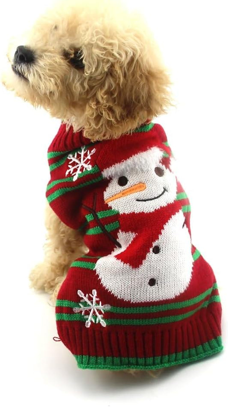 Dog Snow Sweaters - Xmas, Holiday & New Year Sweaters for Small Dog and Cat (Snowman, L)