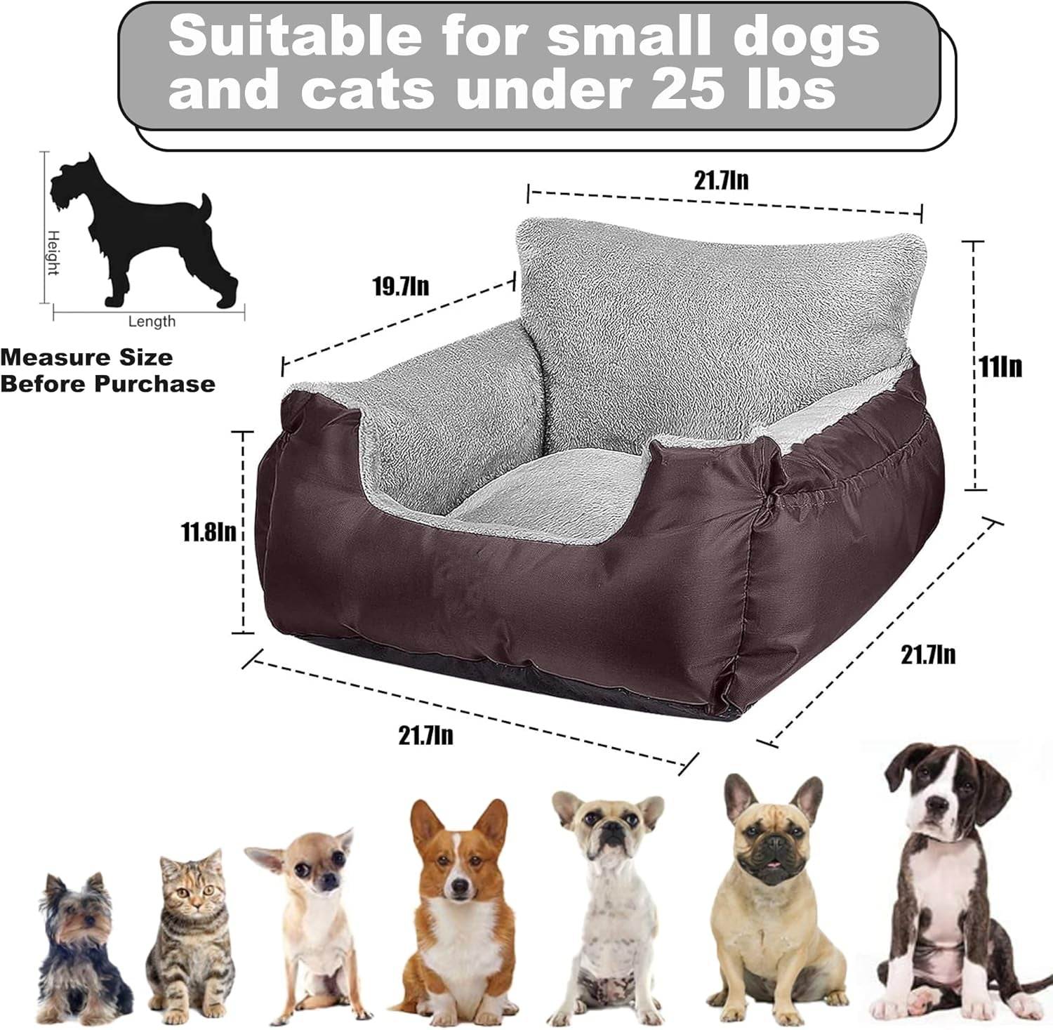 Dog Car Seats with Dog Seat Belt, Washable Dog Booster Pet Car Seat for Small Dogs, Anti-Slip Dog Travel Car Dog Bed for Car Front or Back Seat, Adjustable Safety Buckle, Storage Pockets