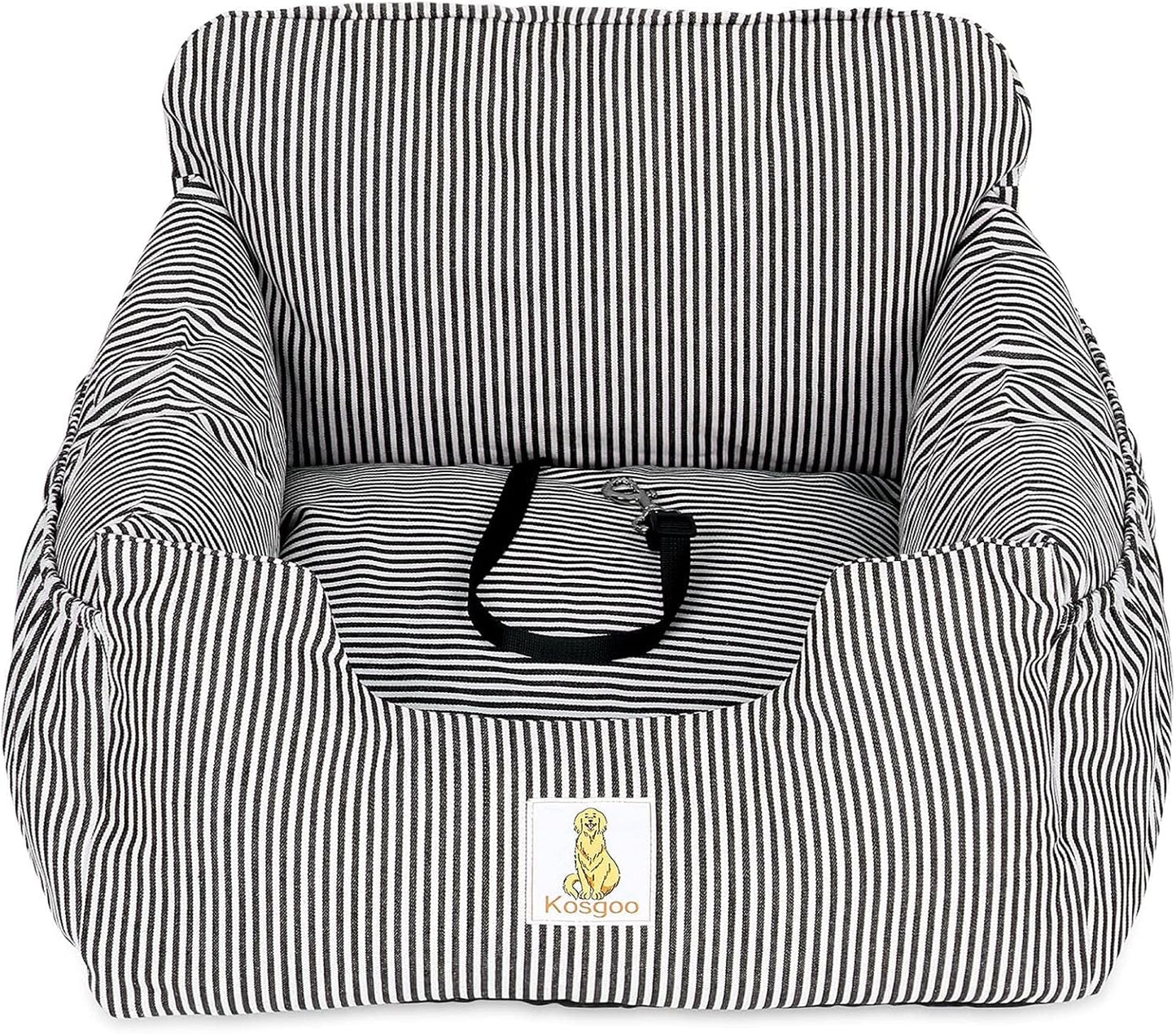 Dog Car Seat for Small Dogs,Fully Detachable and Washable Puppy Dog Booster Seats with Storage Pockets and Clip-On Safety Leash,Non-Slip Base Dog Bed Dual-Use for Car and Home (Black)