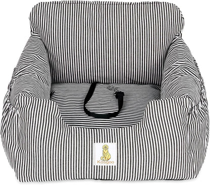 Dog Car Seat for Small Dogs,Fully Detachable and Washable Puppy Dog Booster Seats with Storage Pockets and Clip-On Safety Leash,Non-Slip Base Dog Bed Dual-Use for Car and Home (Black)