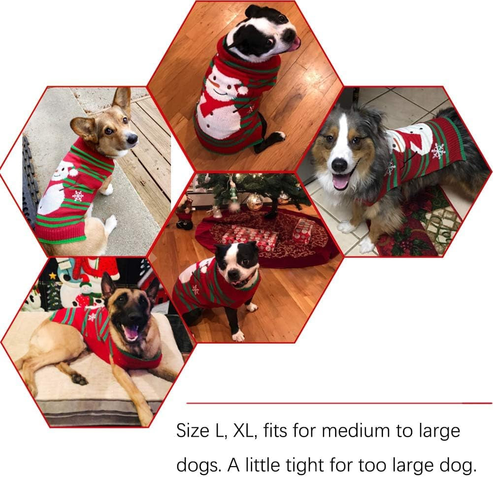 Dog Snow Sweaters - Xmas, Holiday & New Year Sweaters for Small Dog and Cat (Snowman, L)