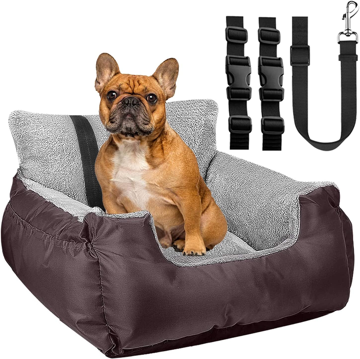 Dog Car Seats with Dog Seat Belt, Washable Dog Booster Pet Car Seat for Small Dogs, Anti-Slip Dog Travel Car Dog Bed for Car Front or Back Seat, Adjustable Safety Buckle, Storage Pockets