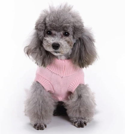 Turtleneck Dog Sweater, Classic Knitwear Dog Pullover Sweaters Warm Winter Pet Apparel Knitted Puppy Clothes for Small Dogs and Cats (Pink, Large)
