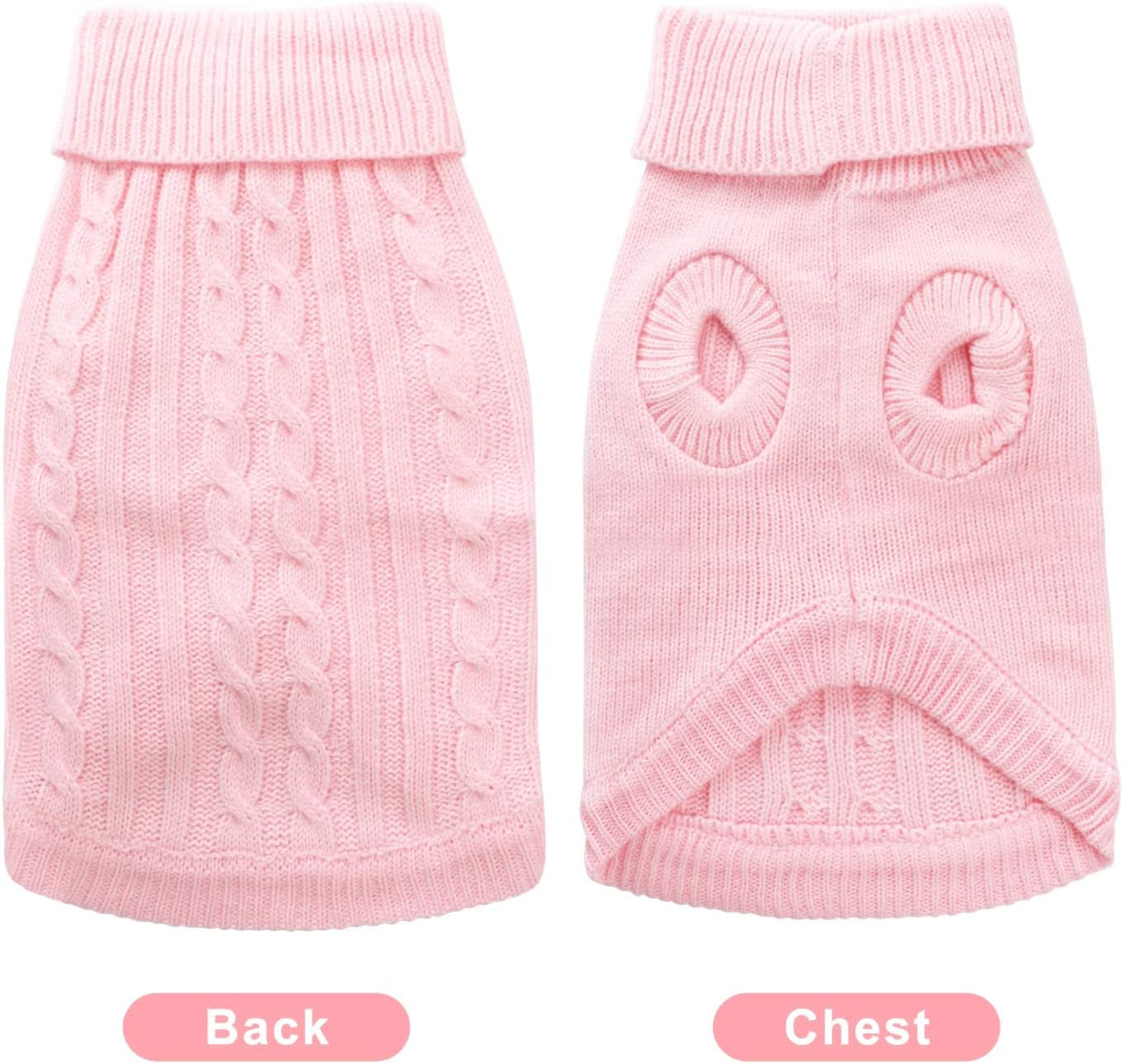 Turtleneck Dog Sweater, Classic Knitwear Dog Pullover Sweaters Warm Winter Pet Apparel Knitted Puppy Clothes for Small Dogs and Cats (Pink, Large)