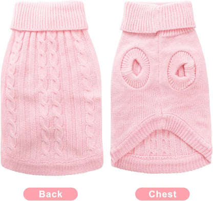 Turtleneck Dog Sweater, Classic Knitwear Dog Pullover Sweaters Warm Winter Pet Apparel Knitted Puppy Clothes for Small Dogs and Cats (Pink, Large)
