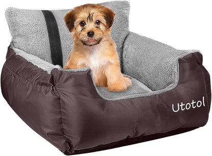 Dog Car Seats with Dog Seat Belt, Washable Dog Booster Pet Car Seat for Small Dogs, Anti-Slip Dog Travel Car Dog Bed for Car Front or Back Seat, Adjustable Safety Buckle, Storage Pockets